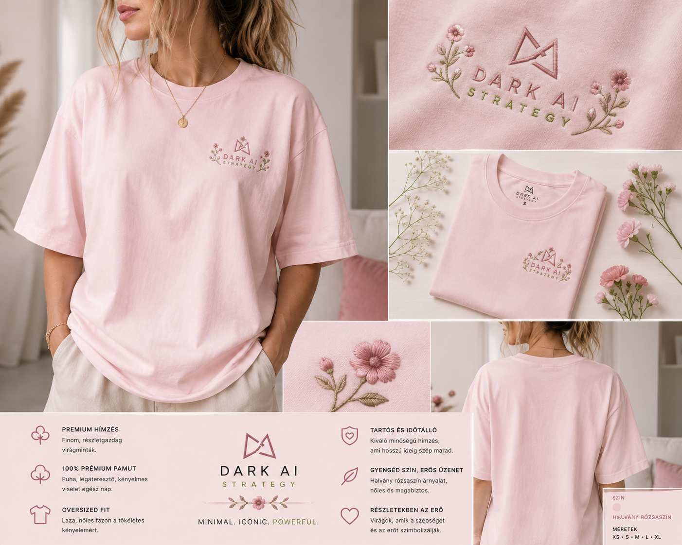 Pink Floral Edition embroidered t-shirt from Dark AI Strategy